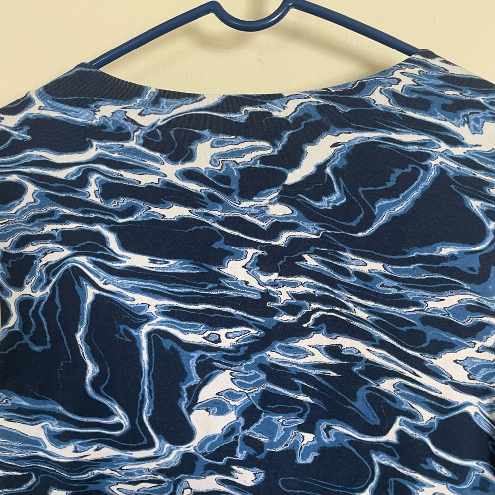Chico’s Maxi Dress Empire Waist Blue White Wave Pattern - size L - NWOT - Picture 6 of 9